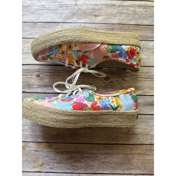 Keds X Rifle Paper Co The Platfo Slip On Sneakers 8.5 Jute Floral Sicily WF67299 - Picture 6 of 8